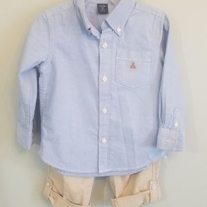 Gap tan pants & baby blue shirt (3T)
